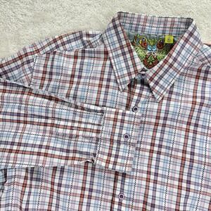 Robert Graham Classic Fit Red and Blue Big Check Flip Cuff Shirt XL
